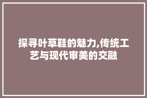 探寻叶草鞋的魅力,传统工艺与现代审美的交融 探寻叶草鞋的魅力,传统工艺与现代审美的交融 必应SEO