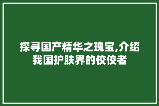 探寻国产精华之瑰宝,介绍我国护肤界的佼佼者 探寻国产精华之瑰宝,介绍我国护肤界的佼佼者 必应SEO