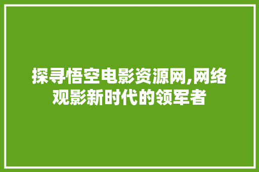 探寻悟空电影资源网,网络观影新时代的领军者 探寻悟空电影资源网,网络观影新时代的领军者 百度SEO