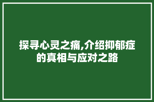探寻心灵之痛,介绍抑郁症的真相与应对之路 探寻心灵之痛,介绍抑郁症的真相与应对之路 SEO关键词