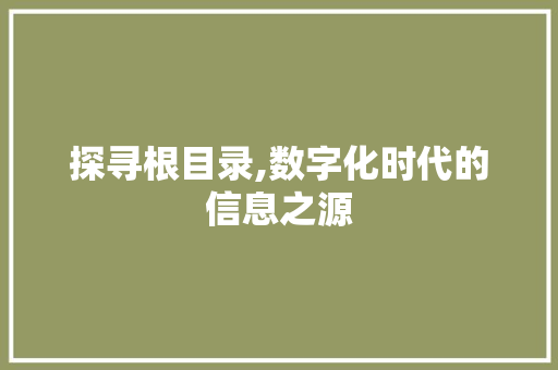 探寻根目录,数字化时代的信息之源 探寻根目录,数字化时代的信息之源 神马SEO
