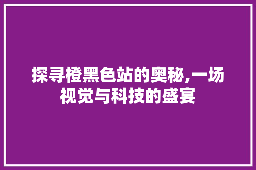 探寻橙黑色站的奥秘,一场视觉与科技的盛宴 探寻橙黑色站的奥秘,一场视觉与科技的盛宴 SEO关键词