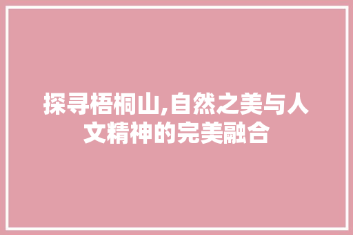 探寻梧桐山,自然之美与人文精神的完美融合 探寻梧桐山,自然之美与人文精神的完美融合 SEO关键词