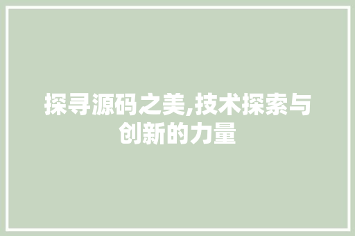 探寻源码之美,技术探索与创新的力量 探寻源码之美,技术探索与创新的力量 百度SEO
