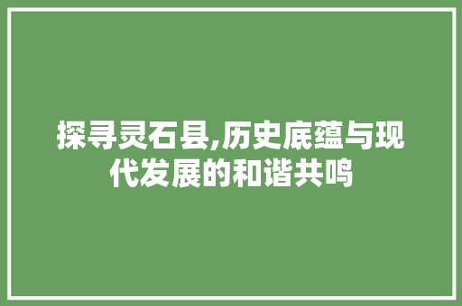 探寻灵石县,历史底蕴与现代发展的和谐共鸣 探寻灵石县,历史底蕴与现代发展的和谐共鸣 搜狗SEO