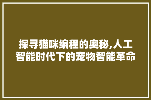 探寻猫咪编程的奥秘,人工智能时代下的宠物智能革命 探寻猫咪编程的奥秘,人工智能时代下的宠物智能革命 SEO关键词