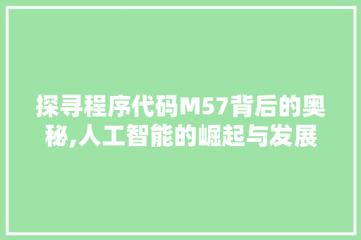 探寻程序代码M57背后的奥秘,人工智能的崛起与发展 探寻程序代码M57背后的奥秘,人工智能的崛起与发展 SEO关键词