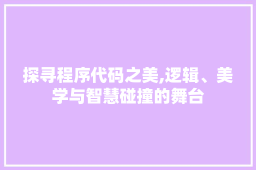 探寻程序代码之美,逻辑、美学与智慧碰撞的舞台 探寻程序代码之美,逻辑、美学与智慧碰撞的舞台 必应SEO