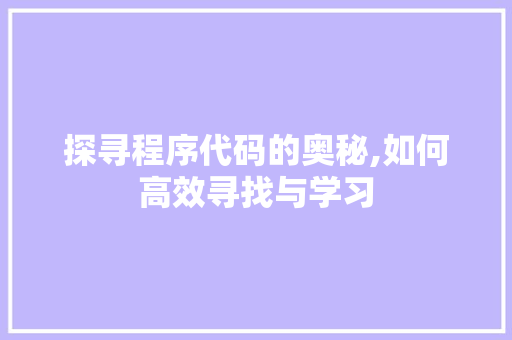 探寻程序代码的奥秘,如何高效寻找与学习 SEO关键词