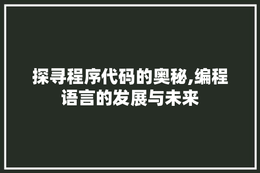探寻程序代码的奥秘,编程语言的发展与未来 探寻程序代码的奥秘,编程语言的发展与未来 搜狗SEO