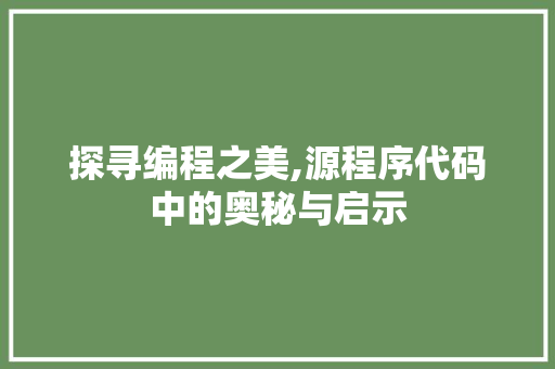 探寻编程之美,源程序代码中的奥秘与启示 探寻编程之美,源程序代码中的奥秘与启示 神马SEO