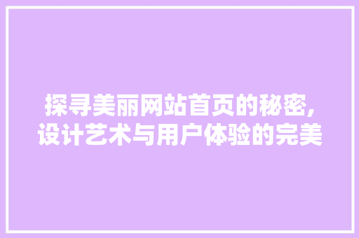 探寻美丽网站首页的秘密,设计艺术与用户体验的完美融合 探寻美丽网站首页的秘密,设计艺术与用户体验的完美融合 百度SEO