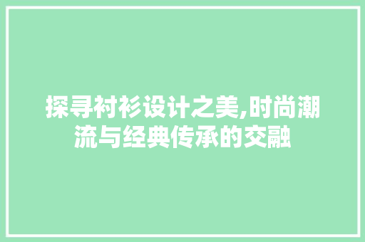 探寻衬衫设计之美,时尚潮流与经典传承的交融 探寻衬衫设计之美,时尚潮流与经典传承的交融 神马SEO
