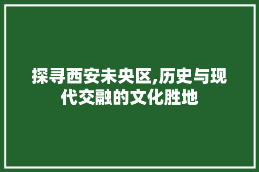 探寻西安未央区,历史与现代交融的文化胜地 探寻西安未央区,历史与现代交融的文化胜地 神马SEO