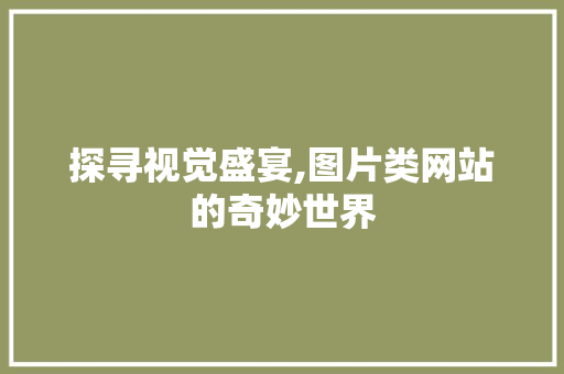 探寻视觉盛宴,图片类网站的奇妙世界 探寻视觉盛宴,图片类网站的奇妙世界 SEO关键词