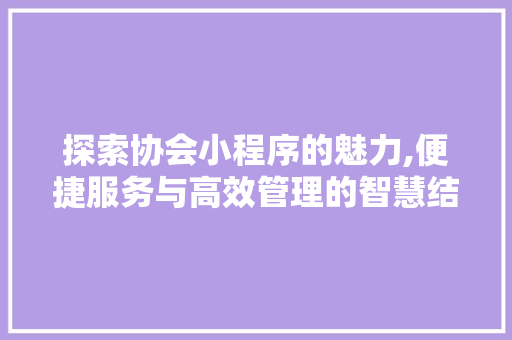 探索协会小程序的魅力,便捷服务与高效管理的智慧结晶