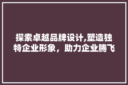 探索卓越品牌设计,塑造独特企业形象，助力企业腾飞 探索卓越品牌设计,塑造独特企业形象，助力企业腾飞 SEO关键词