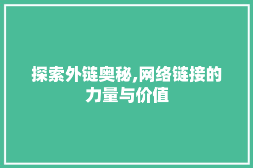 探索外链奥秘,网络链接的力量与价值 探索外链奥秘,网络链接的力量与价值 必应SEO