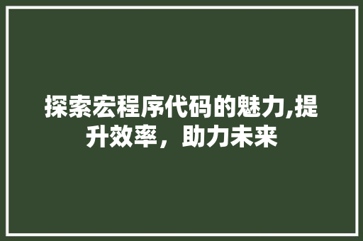探索宏程序代码的魅力,提升效率，助力未来 探索宏程序代码的魅力,提升效率，助力未来 SEO关键词