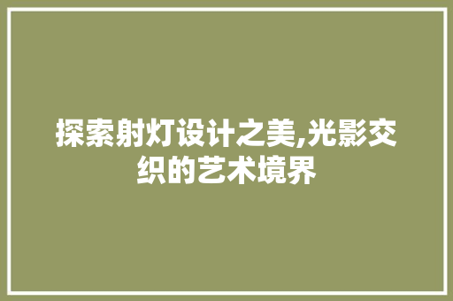 探索射灯设计之美,光影交织的艺术境界