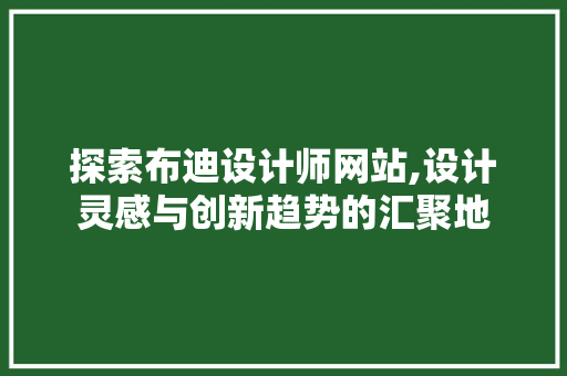 探索布迪设计师网站,设计灵感与创新趋势的汇聚地 探索布迪设计师网站,设计灵感与创新趋势的汇聚地 网站建设公司