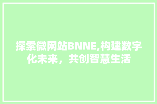 探索微网站BNNE,构建数字化未来，共创智慧生活 探索微网站BNNE,构建数字化未来，共创智慧生活 必应SEO