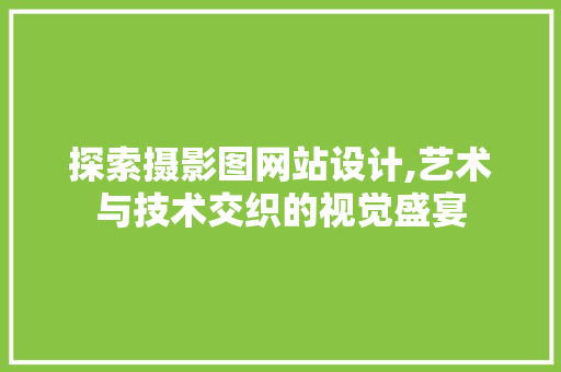 探索摄影图网站设计,艺术与技术交织的视觉盛宴 探索摄影图网站设计,艺术与技术交织的视觉盛宴 神马SEO