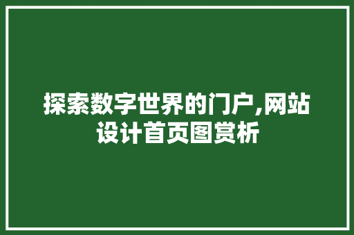探索数字世界的门户,网站设计首页图赏析 探索数字世界的门户,网站设计首页图赏析 必应SEO