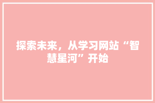 探索未来，从学习网站“智慧星河”开始 神马SEO