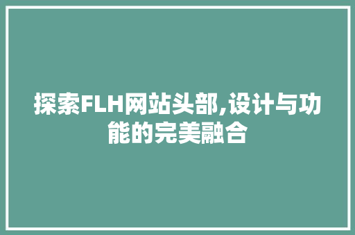 探索FLH网站头部,设计与功能的完美融合 探索FLH网站头部,设计与功能的完美融合 神马SEO