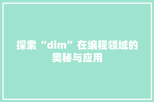 探索“dim”在编程领域的奥秘与应用 探索“dim”在编程领域的奥秘与应用 SEO关键词