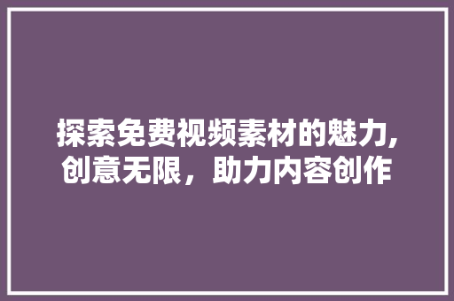 探索免费视频素材的魅力,创意无限，助力内容创作 探索免费视频素材的魅力,创意无限，助力内容创作 网站建设公司