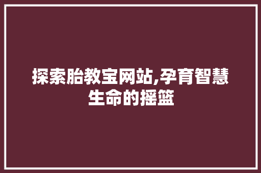 探索胎教宝网站,孕育智慧生命的摇篮 探索胎教宝网站,孕育智慧生命的摇篮 神马SEO
