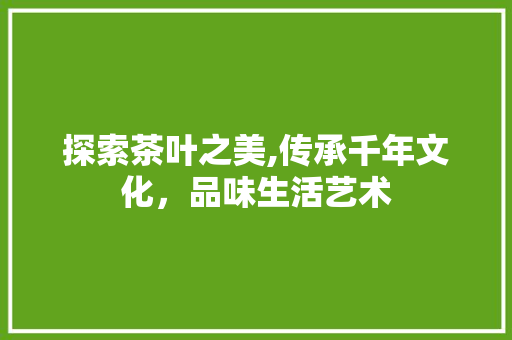 探索茶叶之美,传承千年文化，品味生活艺术 探索茶叶之美,传承千年文化，品味生活艺术 必应SEO