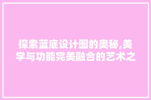 探索蓝底设计图的奥秘,美学与功能完美融合的艺术之旅