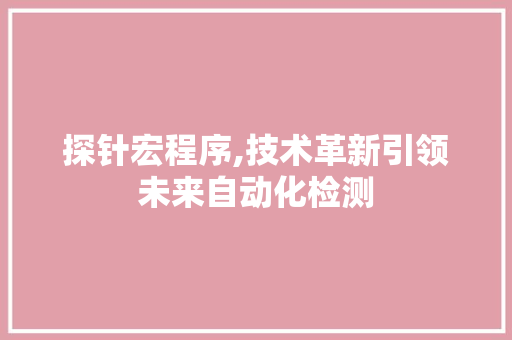 探针宏程序,技术革新引领未来自动化检测 探针宏程序,技术革新引领未来自动化检测 SEO关键词