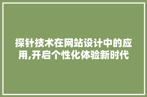 探针技术在网站设计中的应用,开启个性化体验新时代 探针技术在网站设计中的应用,开启个性化体验新时代 网站建设公司