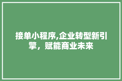 接单小程序,企业转型新引擎，赋能商业未来 接单小程序,企业转型新引擎，赋能商业未来 必应SEO