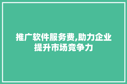 推广软件服务费,助力企业提升市场竞争力 推广软件服务费,助力企业提升市场竞争力 神马SEO
