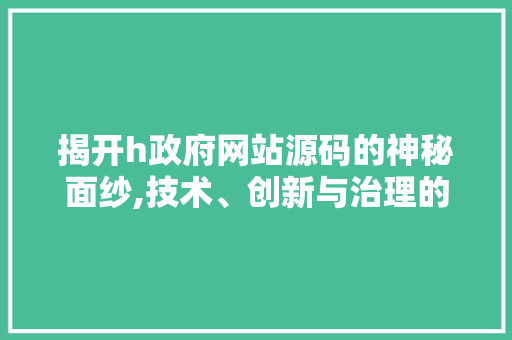 揭开h政府网站源码的神秘面纱,技术、创新与治理的完美结合 揭开h政府网站源码的神秘面纱,技术、创新与治理的完美结合 网站建设公司