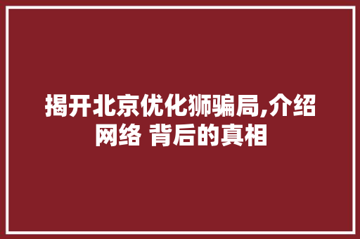 揭开北京优化狮骗局,介绍网络 背后的真相 揭开北京优化狮骗局,介绍网络 背后的真相 必应SEO