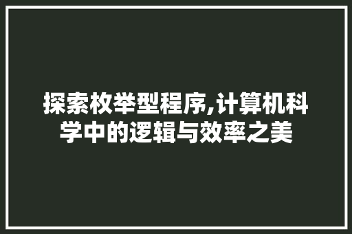 探索枚举型程序,计算机科学中的逻辑与效率之美 探索枚举型程序,计算机科学中的逻辑与效率之美 神马SEO
