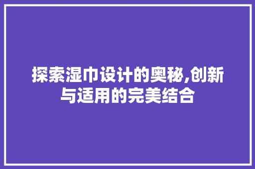 探索湿巾设计的奥秘,创新与适用的完美结合 探索湿巾设计的奥秘,创新与适用的完美结合 SEO关键词