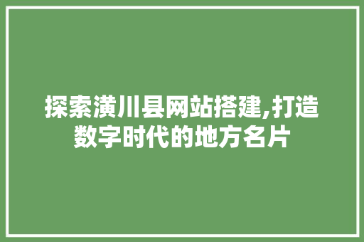 探索潢川县网站搭建,打造数字时代的地方名片 探索潢川县网站搭建,打造数字时代的地方名片 百度SEO