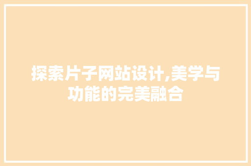 探索片子网站设计,美学与功能的完美融合 探索片子网站设计,美学与功能的完美融合 必应SEO