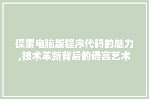 探索电脑版程序代码的魅力,技术革新背后的语言艺术 探索电脑版程序代码的魅力,技术革新背后的语言艺术 必应SEO