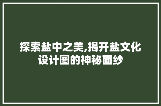 探索盐中之美,揭开盐文化设计图的神秘面纱 探索盐中之美,揭开盐文化设计图的神秘面纱 百度SEO