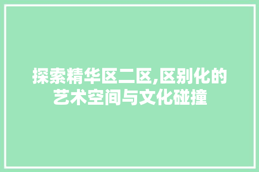 探索精华区二区,区别化的艺术空间与文化碰撞 探索精华区二区,区别化的艺术空间与文化碰撞 网站建设公司