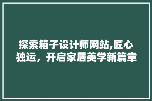 探索箱子设计师网站,匠心独运，开启家居美学新篇章 探索箱子设计师网站,匠心独运，开启家居美学新篇章 神马SEO