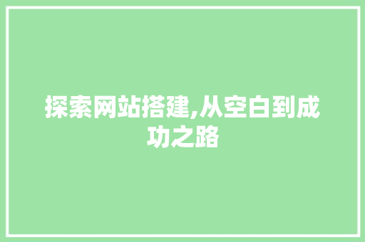 探索网站搭建,从空白到成功之路